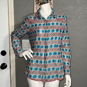 TIN HAUL - ROPER WOMEN'S CORAL AZTEC WESTERN SNAP SHIRT
